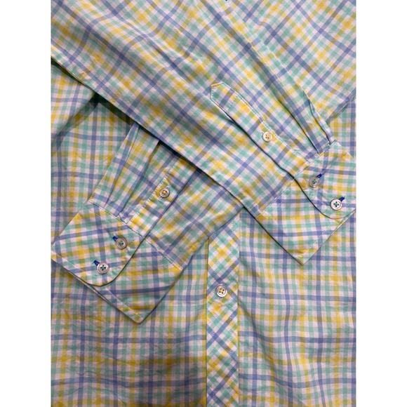 Talbots Womens Long Sleeve Button Up Pastel Blue Green Yellow Size S 100% Cotton - Picture 7 of 7